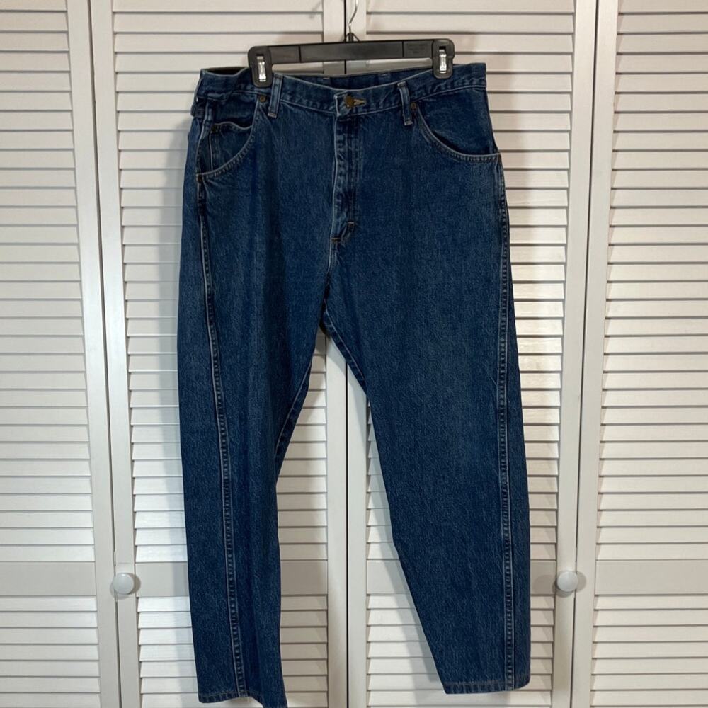 Wrangler Authentics Blue Dark Wash Regular Fit Straight Leg Jeans Men 38 x 29